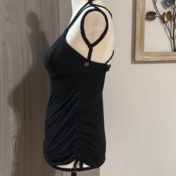 WOMENS LULULEMON BLACK CRISS CROSS SPAGHETTI STRAPS ACTIVEWEAR TOP SIZE 4 - Picture 3 of 4